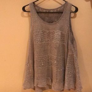 Sweater tank with lace and sequins
